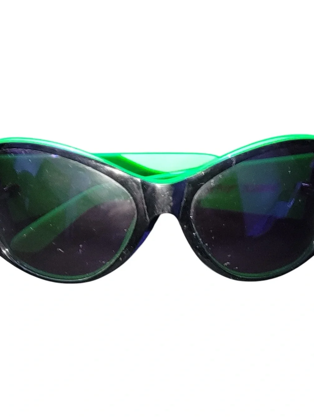 Betsey Johnson Vintage Kids Black Sunglasses with Neon Green Trim